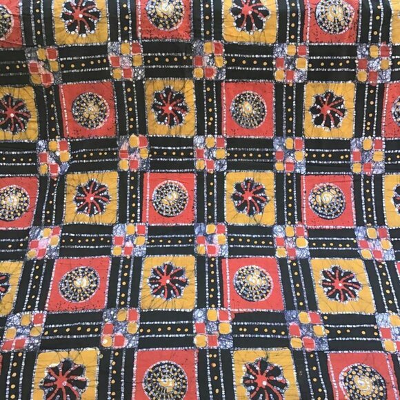 3 yd. Batik Fabric Piece Cotton Cloth Black Red Gold Sewing Quilting 108x45 in - Picture 4 of 8
